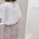 Flutter-sleeve Laced Top