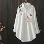Embroidered Oversized Shirt White - One Size
