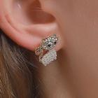 Faux Pearl Rhinestone Cat Ear Stud 1 Pair - Gold - One Size