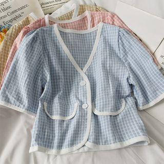 Contrasted Checker Crop Top In 6 Colors