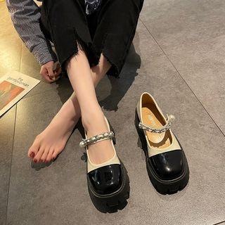 Platform Chain-accent Beaded Mary Janes