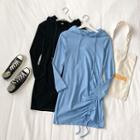 Side Drawstring Long-sleeve T-shirt Dress