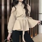 Tie-waist Buttoned Cropped Trench Coat