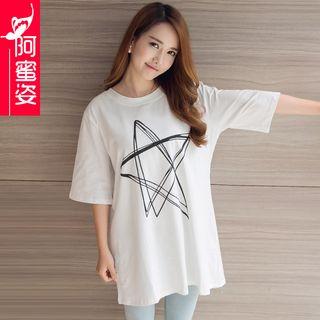 Star Print Elbow Sleeve Tunic