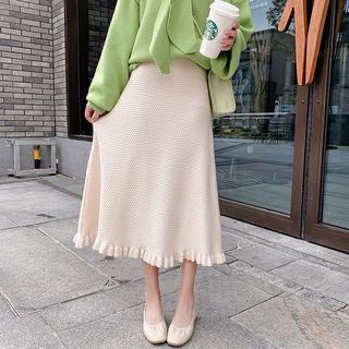 Ruffle Knit Maxi Skirt