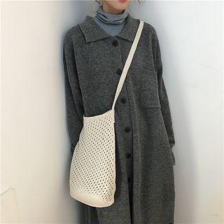 Collared Buttoned Midi Knit Dress