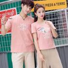 Couple Matching Printed Short-sleeve T-shirt / Shorts / Crop Wide Leg Pants