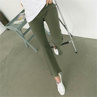 Fray-hem Boot-cut Colored Pants