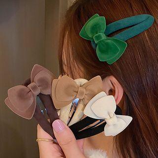 Flocking Bow Hair Clip