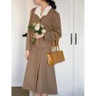 Plus Size Set: Collarless Jacket + Long Skirt