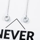 925 Sterling Silver Rhinestone Hoop Threader Earring 1 Pair - Silver - One Size