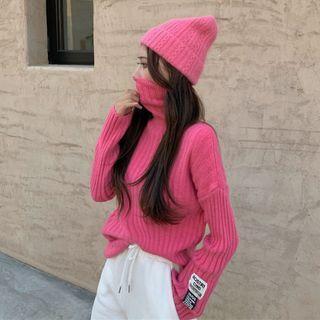 Turtleneck Rib-knit Sweater In 4 Colors
