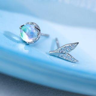 Asymmetric Mermaid Ear Stud Silver - One Size