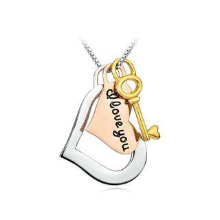 Fashion 925 Sterling Silver Heart-shaped And Key Pendant With Necklace