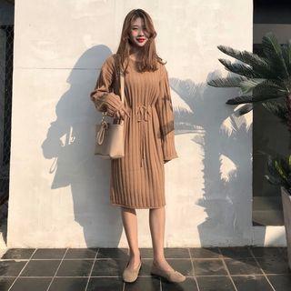 Drawstring Waist Sweater Dress