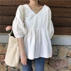 V-neck Lantern-sleeve Top