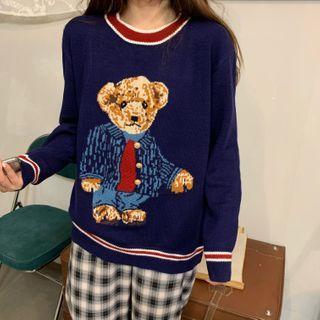Long-sleeve Bear Printed Sweater / Vest