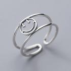925 Sterling Silver Smiley Layered Open Ring S925 Silver - Ring - One Size