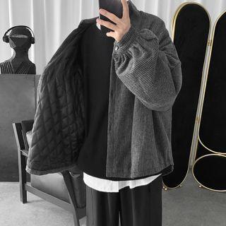 Puff-sleeve Corduroy Buttoned Jacket