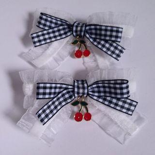Gingham Bow Hair Clip / Hair Tie / Set