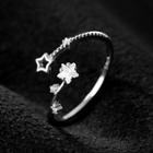Rhinestone Star Open Ring 1 Pc - Silver - One Size