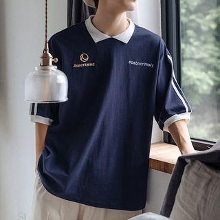 Contrast-trim Print Short-sleeve Polo-shirt