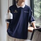 Contrast-trim Print Short-sleeve Polo-shirt