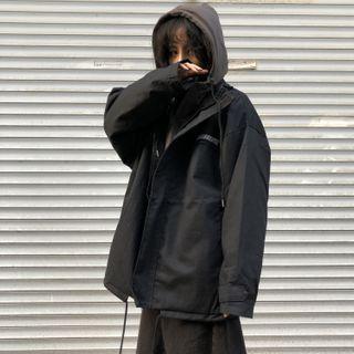 Hooded Mock Two Piece Zip Jacket Black - One Size