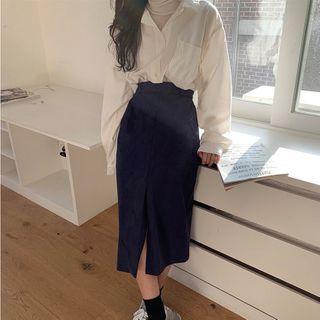 Pocket Detail Shirt / Midi Pencil Skirt