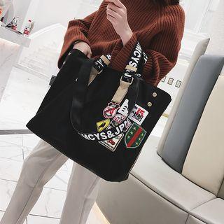 Applique Lightweight Tote Bag Black - One Size