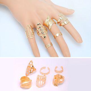 Set: Alloy Open Ring (assorted Designs) Gold - One Size