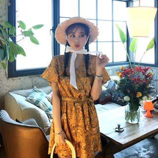 Wrap-front Floral Playsuit With Sash