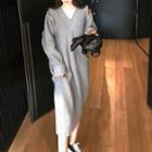 Zipped Midi Sweater Dress Gray - One Size