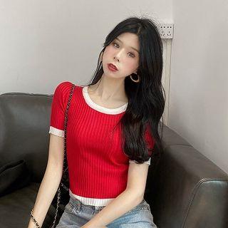 Color-block Crewneck Short-sleeve T-shirt
