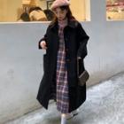 Long Coat / Plaid Pinafore Dress / Long-sleeve T-shirt