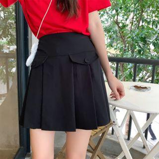 Pocket Pleated A-line Skirt