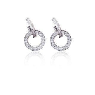 Rhinestone Circle Drop Hoop Earring