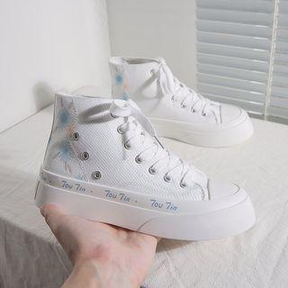 Floral Canvas High-top Sneakers