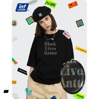 Reflective-lettering Short-sleeve T-shirt