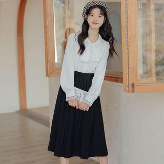 Set: Ribbon Blouse + A-line Skirt