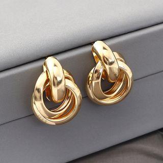 Alloy Interlocking Hoop Dangle Earring 1 Pair - Gold - One Size