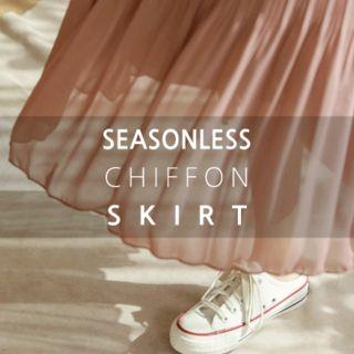 Colored Chiffon Long Flare Skirt