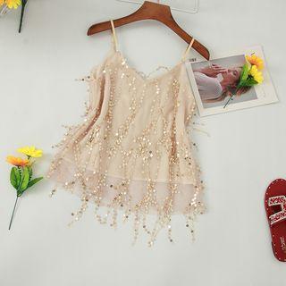 Sequined Camisole Top Almond - One Size