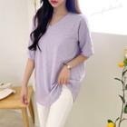 V-neck Dip-back Longline T-shirt