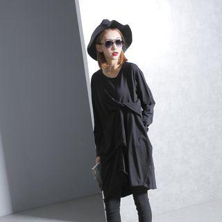 Long-sleeved Ruched T-shirt Dress