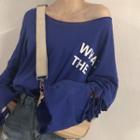 Off-shoulder Long-sleeve Ripped T-shirt