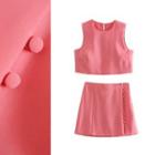 Sleeveless Cropped Blouse / Mini A-line Skirt / Set