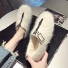 Front Zip Faux-fur Flats
