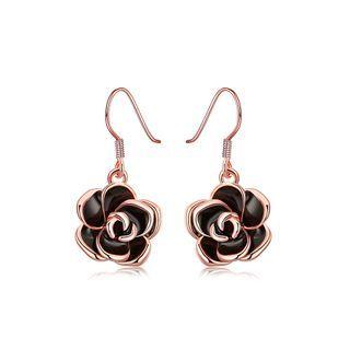Elegant Plated Rose Gold Rose Earrings Rose Gold - One Size