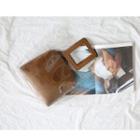Set: Square Handle Transparent Tote Bag + Embossed Faux Leather Zipper Bag